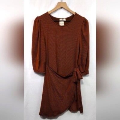 blu pepper brown dress Blu Pepper Women's Tie Back Slit Leg Midi Dress