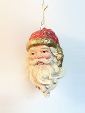 Vintage Hard Plastic Santa Claus Head Christmas Ornament 1970s-1980s