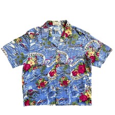 Tori Richard Hawaiian Shirt Mens XL Blue Aloha Tropical Floral Made in USA 7131B