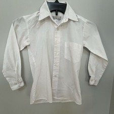 Enrico Rossini Boys White Formal Dress Shirt Long Sleeve Button Up  Size 7
