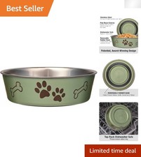 Dishwasher Safe Bella Dog Cat Bowl - Stylish Artichoke Stainless Steel Design