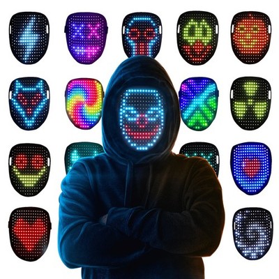 LED Light Up Mask Gesture Sensing Cool Face Transforming Party Cosplay Mr.Pang