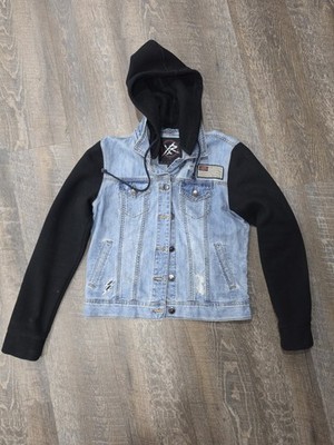 Unisex Young & Reckless Distressed Vintage Hobo Hippi Style Jean Jacket Size M