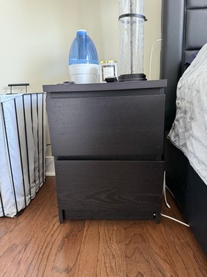 Set of 2 Dark Brown 2-Drawer Nightstands- Ikea - Functional with Minor Wear