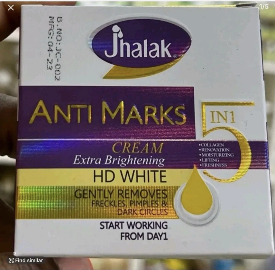 Jhalak Anti Marks Extra Brightening HD White Face Cream 30g (Result from day 1)