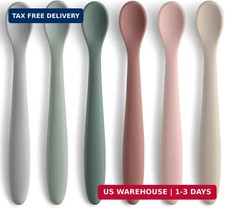6-Piece Silicone Baby Feeding Spoons, First Stage Infant Spoons, Soft-Tip Easy o