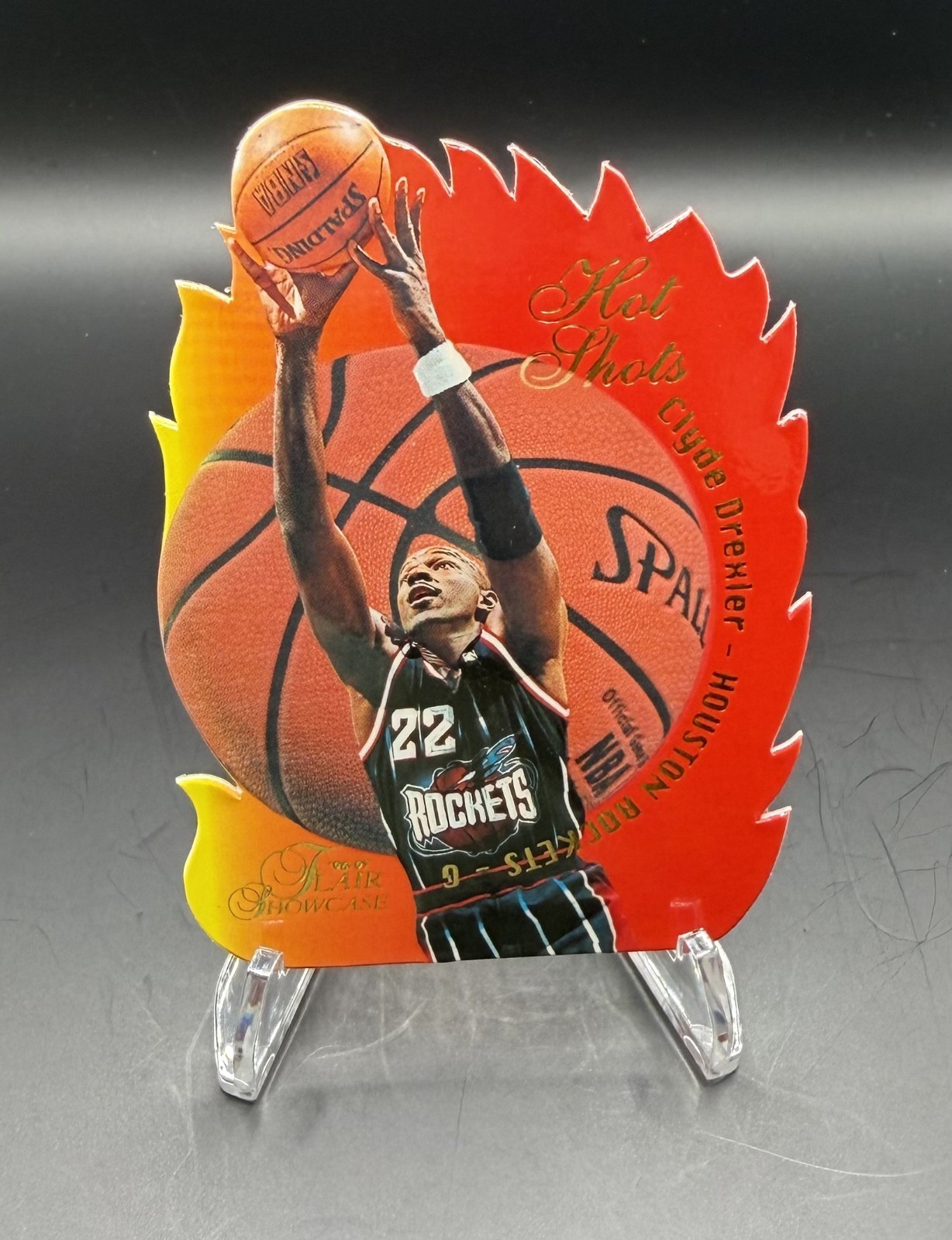 1996 Flair Showcase CLYDE DREXLER Hot Shots #22 SP Die-Cut