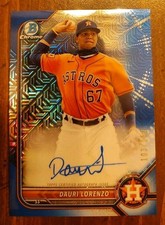 2022 Bowman Chrome Mega Box Dauri Lorenzo Blue Refractor Auto 103/150 Astros RC