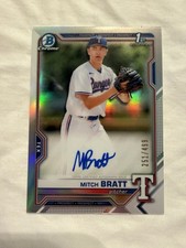 2021 Bowman Draft Chrome Draft Auto Mitch Bratt #CDA-MBRA Refractor /499 AU, RC)