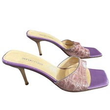 Sandali con tacco Sergio Rossi taglia 39 viola coccodrillo pelle goffrata slide