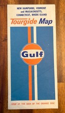 1972 Gulf Oil Company Rand McNally Tourgide Map NH MA VT CT RI 25&rdquo; x 32&rdquo; Vintage