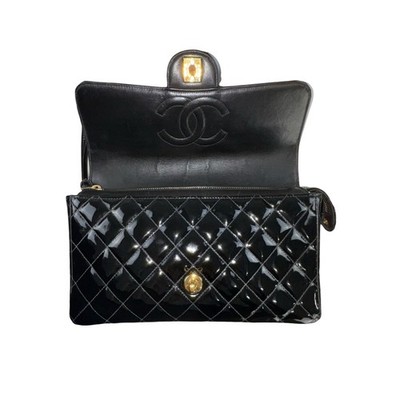 Chanel Vintage Patent Leather Matelasse Chain Backpack Chanel Matelasse Chain Backpack Rucksack Leather Black  main image 3