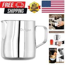 Milk Frothing Pitcher, 6.8oz/200ml Milk Frother Cup 304 Stainless Steel Steam...