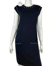 CHANEL 16P Pearl Trim Cashmere Blend Knit Dress Size 34