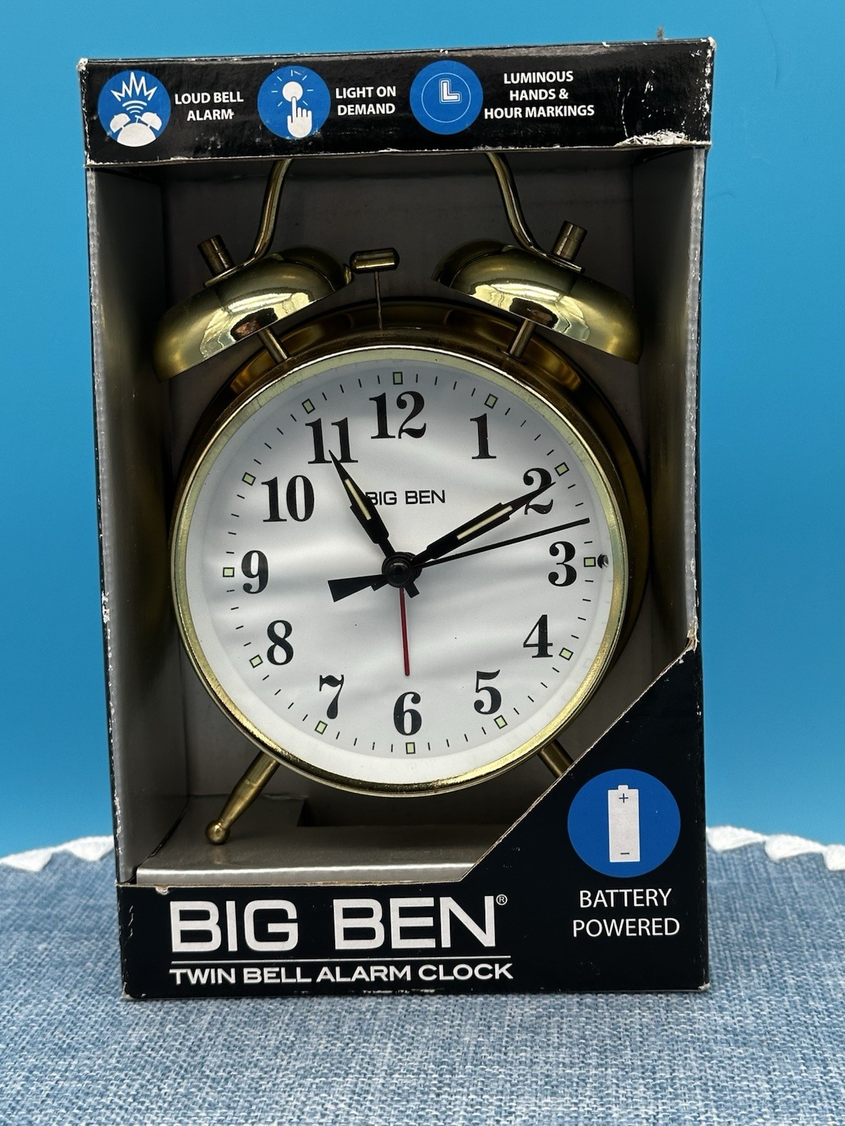 Westclox Big Ben Twin Bell Alarm Clock 70010G Gold Retro Quartz w/ Box