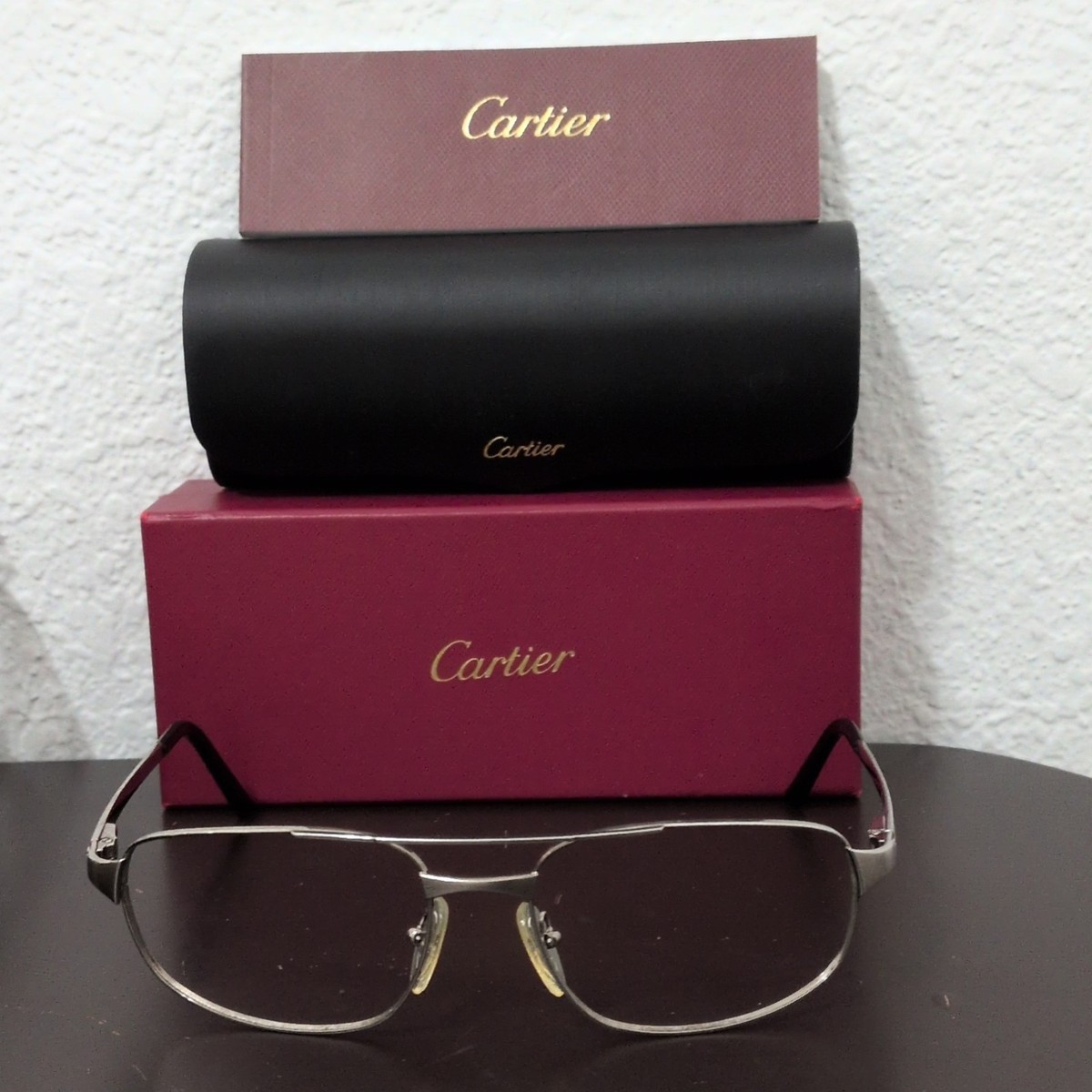 Cartier Silver Full Rim Metal Eyeglass Frames Unisex Adults
