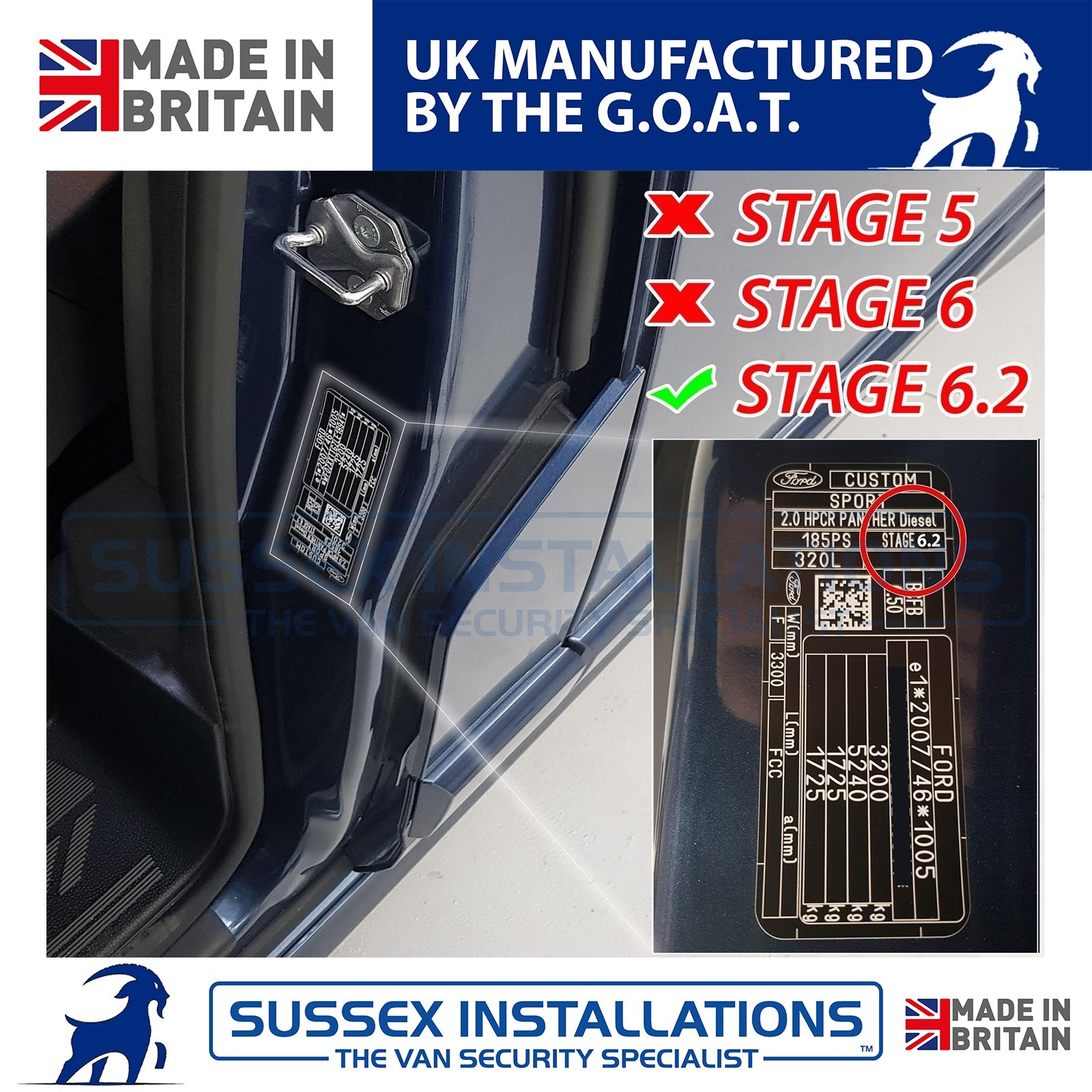 STEALTH Shields For Ford Transit MK8 2014-On Twin Doors Internal