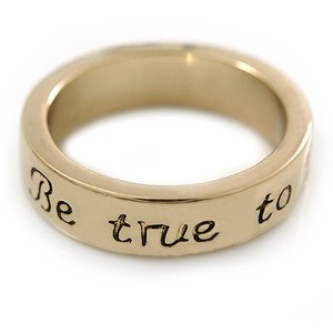 Authentic Gold Plated 'Be true to yourself' Engraved Ring - Size 7