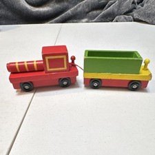 Wooden Toy Train Set Red and Green MDF by Devrian Global Industries
