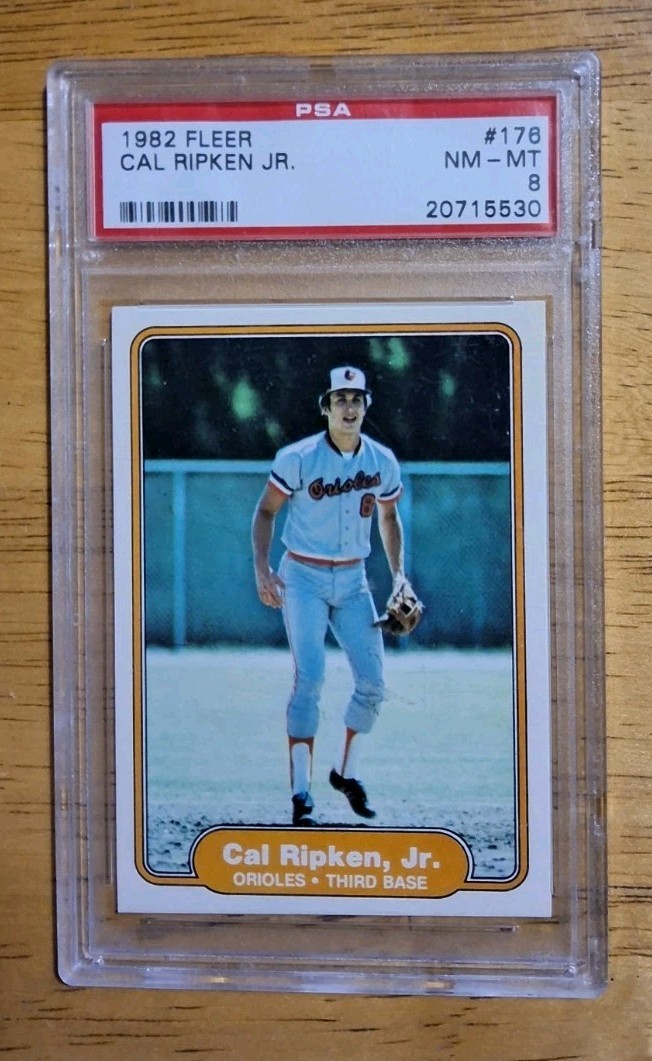 1982 FLEER # 176 CAL RIPKEN, JR. PSA 8 ROOKIE CARD RC ORIOLES HOF NM-MT