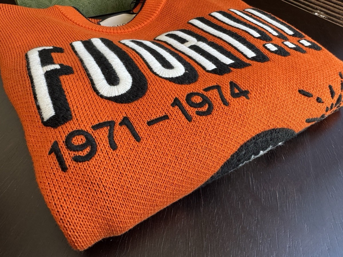 GUCCI FUORI ニット GUCCI Fuori Edition Orange Cotton Wool Embroidered Unisex Sweater