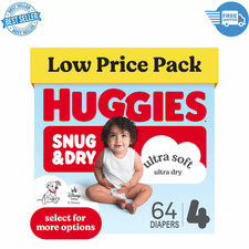 Huggies Snug  Dry Baby Diapers Size 4 20-32 lbs Leakproof Disposable 64 Count