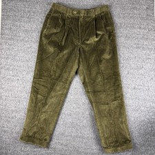 Tommy Hilfiger Corduroy Dress Pants Mens 32x30 Green Pleated Cuffed Straight Leg