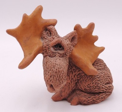 Vintage Stone Critters MOOSE Don James DJ Hand Painted Signed Woodland Animal