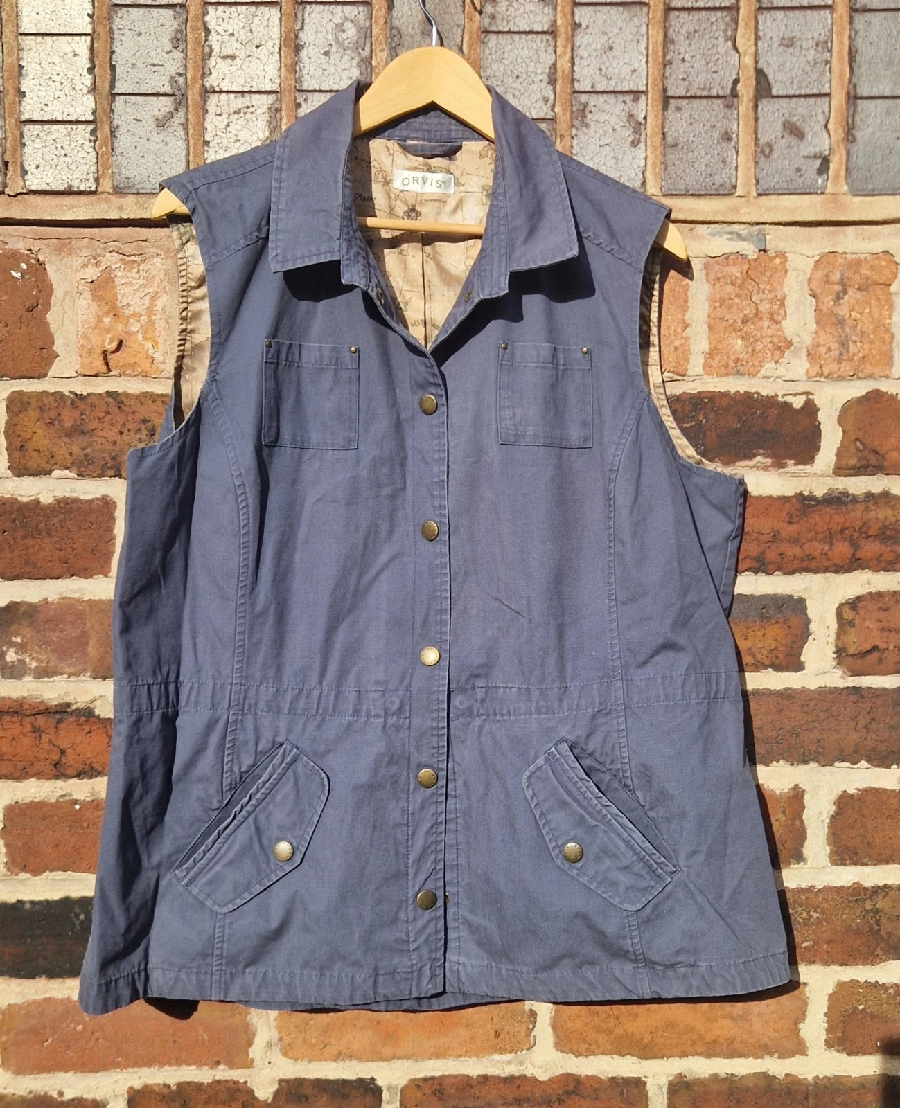 ORVIS Gilet Mens 2XL Blue World Map Lining Fishing Vest Jacket Shooting Hunting