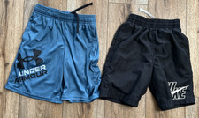 Youth Small Athletic Shorts Lot of Two Black Blue Nike Under Armour