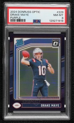 2024 Donruss Optic Rated Purple Prizm 55/60 Drake Maye #229 PSA 8 Rookie RC 0g4t