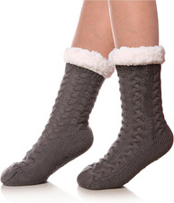 Women's Winter Super Soft Warm Cozy Fleece Lined Fuzzy Slipper Socks with Grippe