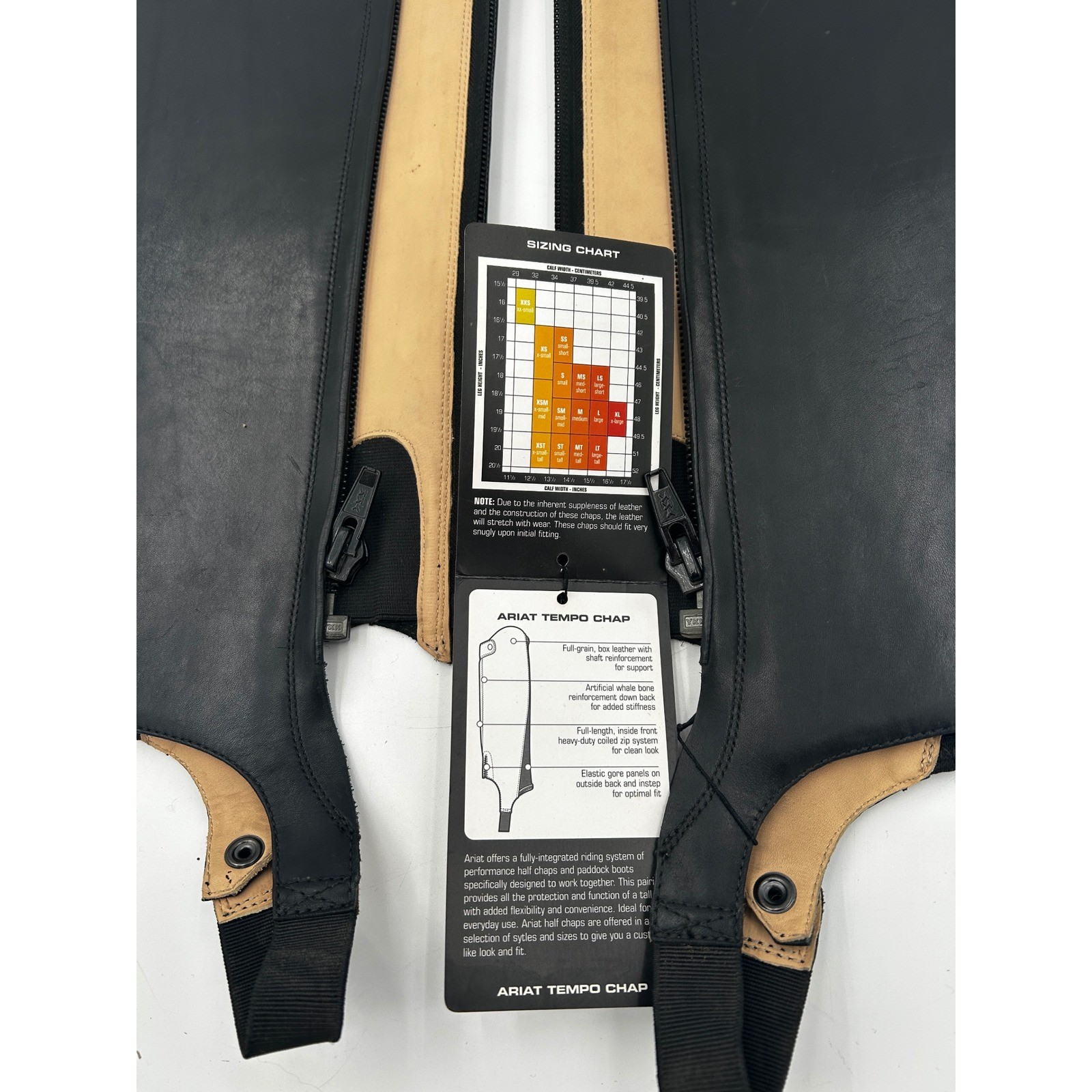 Ariat Tempo Dressage Half Chaps Womens MT Black Leather Riding Equestrian NWT