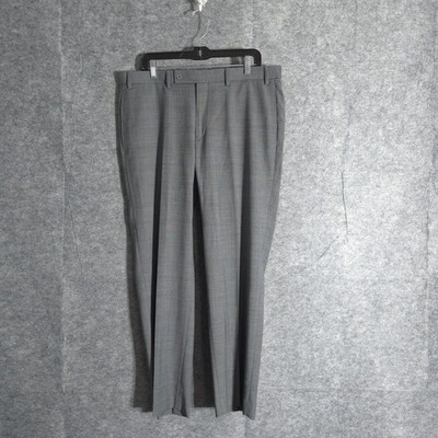Michael Strahan Dress Pants Men 36x30 Gray Blue Plaid Wool Blend New Classic Fit