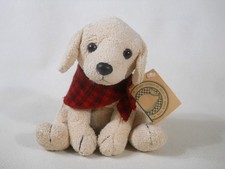 Russ Berrie plush stuffed chamois baby puppy dog plaid scarf  tags 6.5" tall
