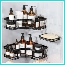 3 Pack Corner Shower Caddy with Soap Holder, Large Capacity Sturdy Adhesive S...