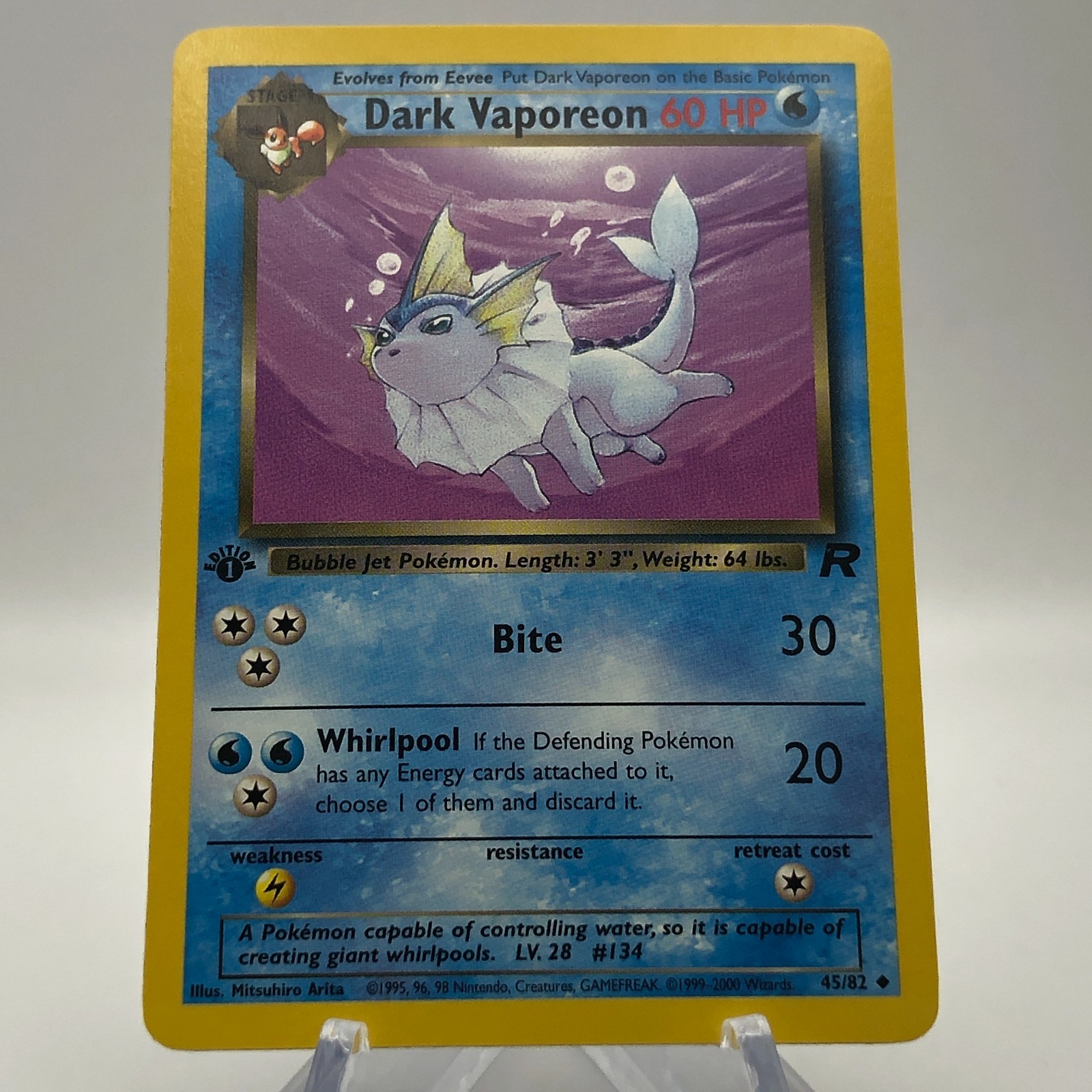 Pokemon Dark Vaporeon 45/82 - NM Uncommon - 1st Edition Team Rocket 2000 WotC