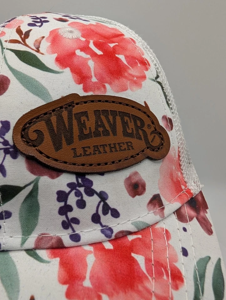 Sombrero de Cuero Tejedor Para Hombre Floral Camionero Malla Snapback Ajustable Blanco Unisex Foto 2 de 4