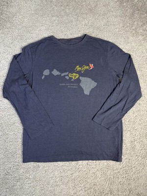 Maui Jim Shirt Mens L Blue Born & Raised Hawaii Graphic Long Sleeve Bamboo Blend