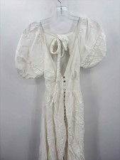 Pre-Owned Billy J White Size 10 Shift Midi Short Sleeve Dress