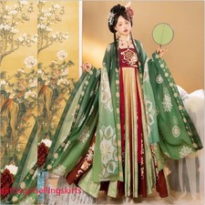 Embroidery Hanfu Dress Women Chinese Ancient Carnival Cosplay Costume Green Red