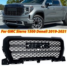 Gloss Black Front Upper Grille Abs Grill For Gmc Sierra 1500 Denali 2019-2021