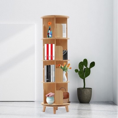 Bücherregal 360° Drehbare Holzregal Büroregal Standregal Aktenregal Book Shelf