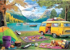 Blueforest 1000 Piece Jigsaw Puzzles for Adults Seniors - Lake Mountain Campin