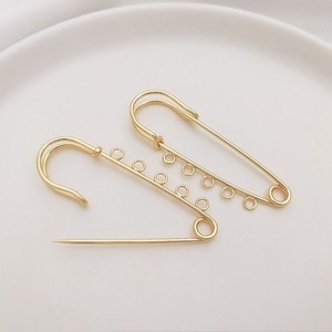 Authentic 2PCS 18K Gold Plated 55mm Brooch Clip Pin Findings, 5 Loops Safety Pins GJY08