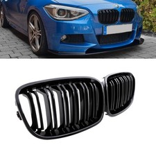 für BMW 1er F20 F21 2011-2015 LCI Doppelsteg Kühlergrill Grill SET Schwarz Glanz