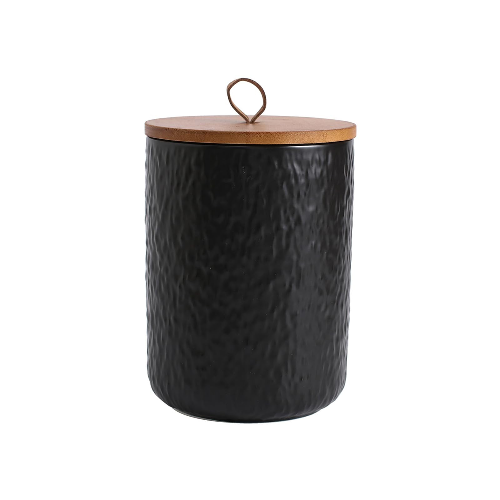 MEIGLQEA Black White Ceramic Coffee Canister Tea Canister with Seal Wood Lid,...