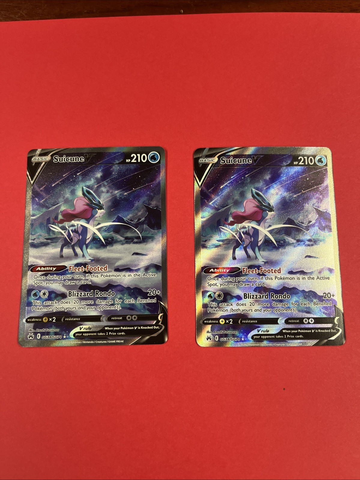 Pokémon TCG Suicune v GG38/GG70 Crown Zenith Ultra Rare Holo Card NM Condition