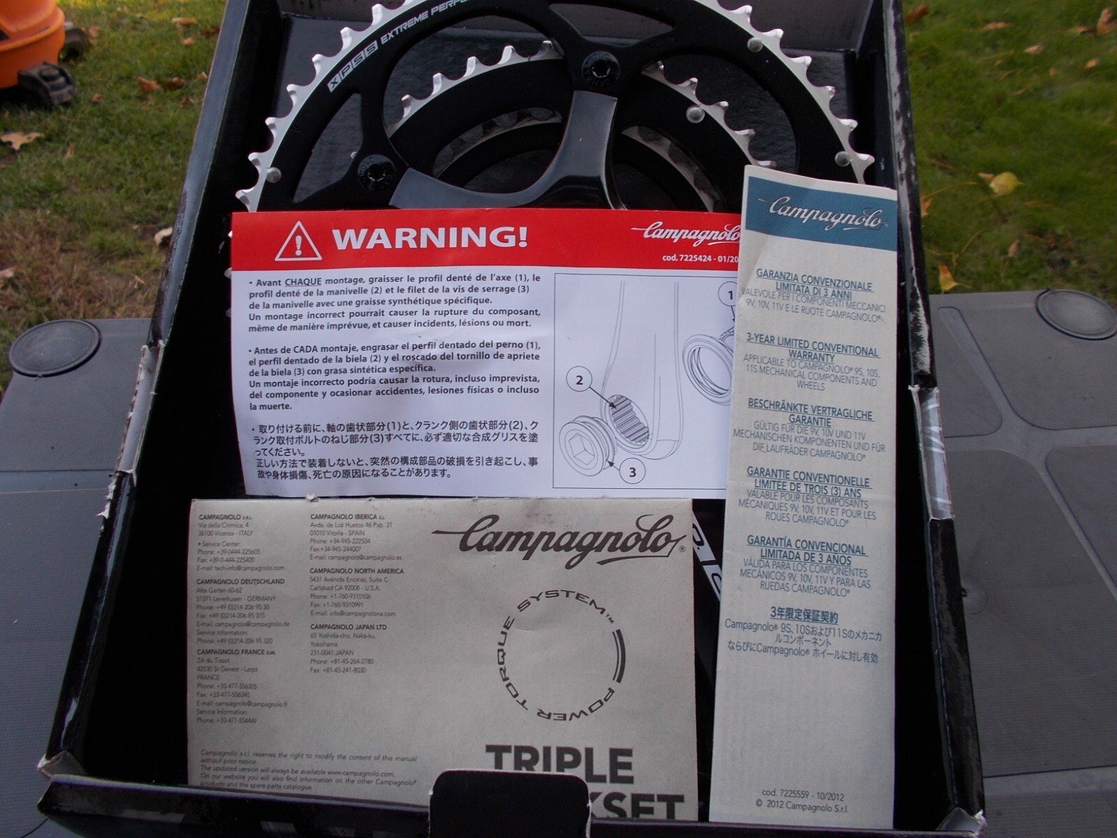 Campagnolo Centaur Triple PT Crankset 170mm 30-39-52&nbsp; under 100 miles  10-speed 