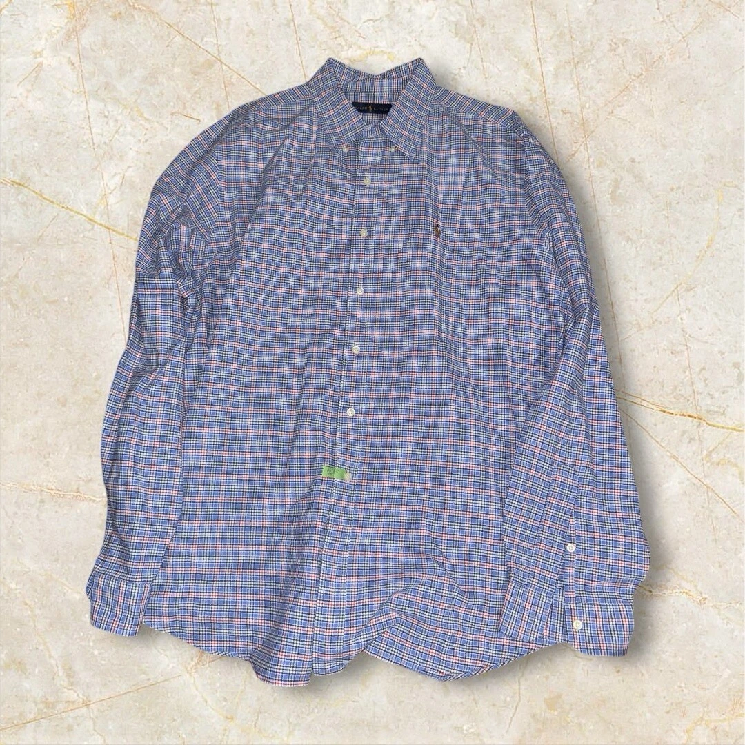 Ralph Lauren Shirt Size 2XL Multicolor Plaid Long Sleeve Flesh Pony Preppy EUC
